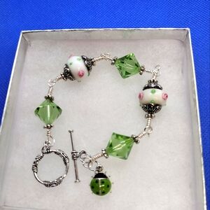 8" Lamp Work/Murano Glass Beads Bracelet